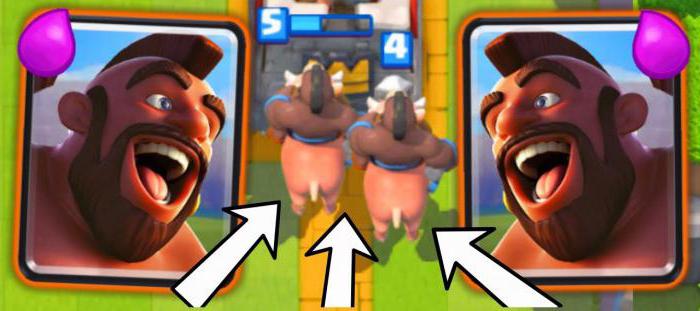 O convés para a 4ª arena Clash Royale: com um congelamento, com um porco e um friso