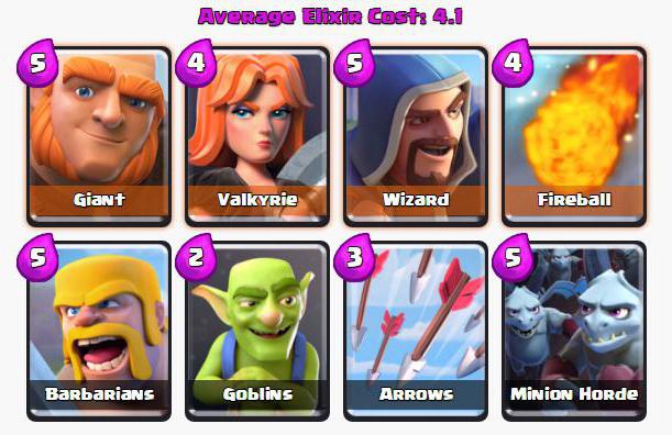 decks de choque royale por 5 arenas atacando