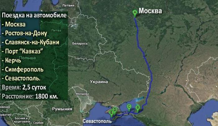 Rota Moscou - Crimea de carro: distância, descrição do itinerário e recomendações