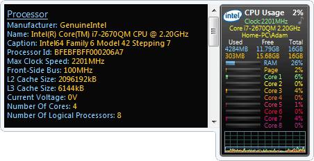 gadget de temperatura do processador para o Windows 7